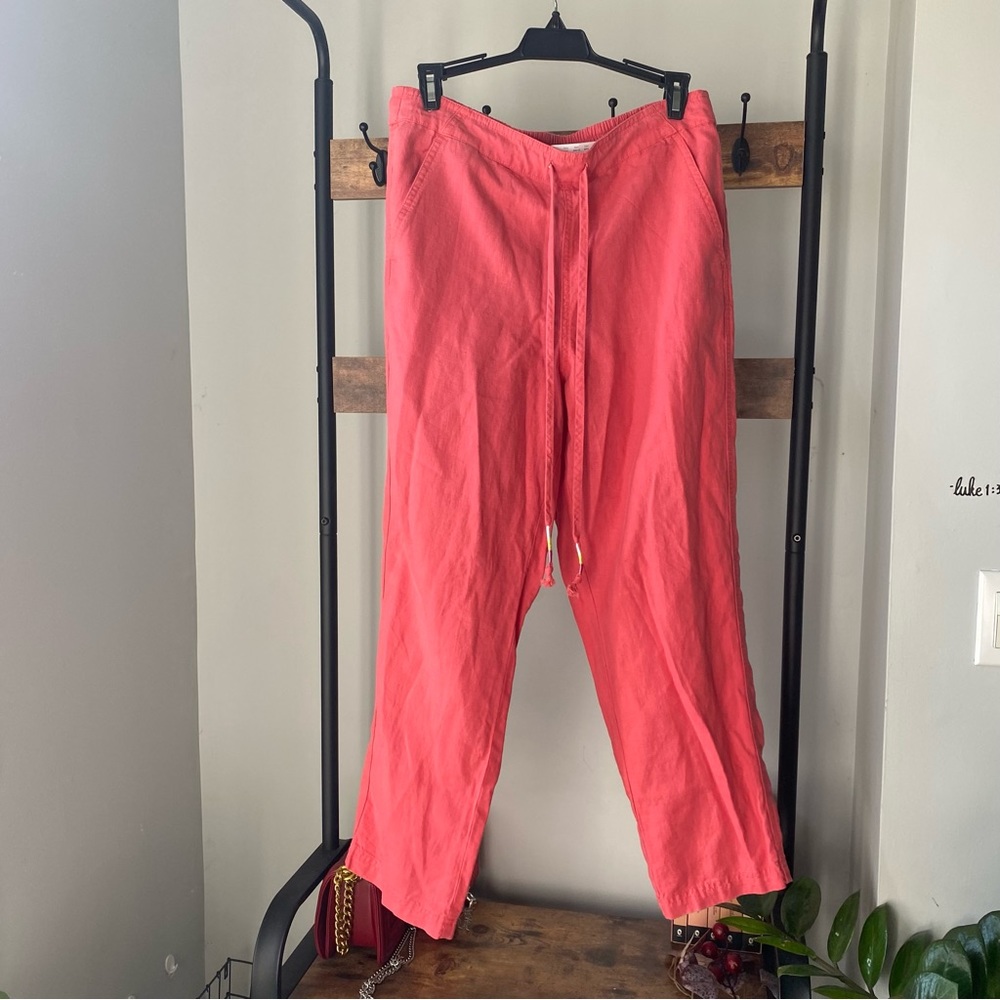 J.Crew Denim women’s linen blend drawstring ankle color pants size M NEW